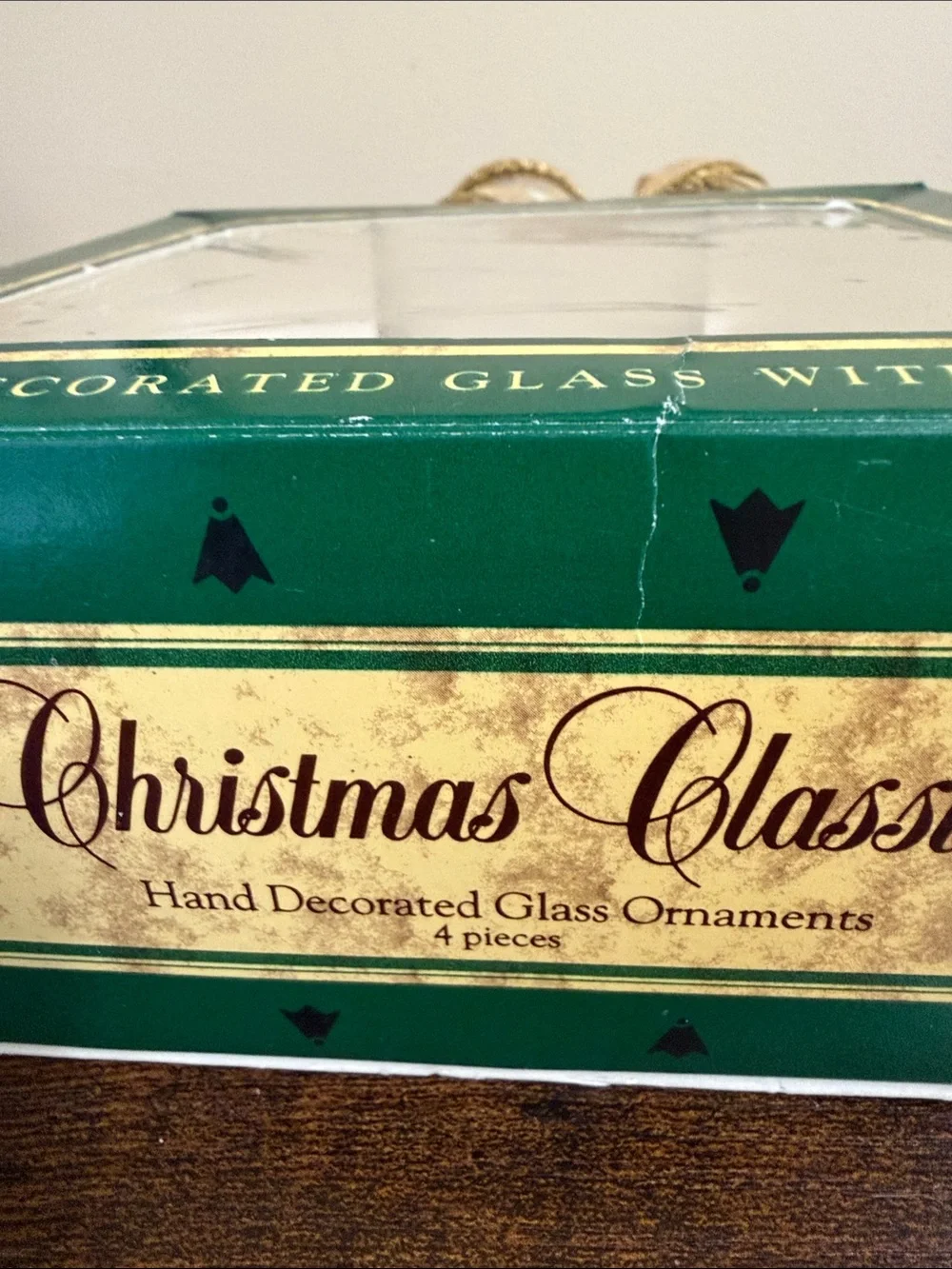 Hand-Decorated Gold Glass Holiday Ornament Set - Krebs